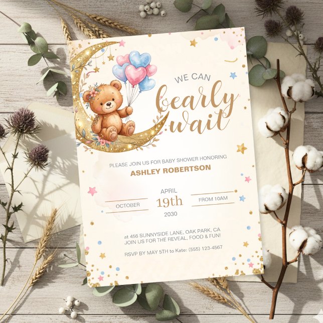 Teddy Bear Bebisdopp Invitation Inbjudningar (Skapare uppladdad)