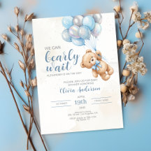 Teddy Bear Bebisdopp Invitation