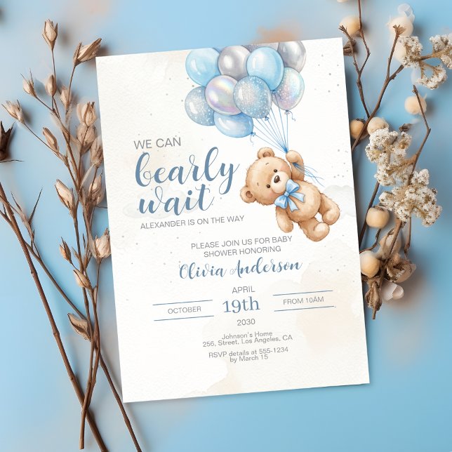 Teddy Bear Bebisdopp Invitation Inbjudningar (Skapare uppladdad)
