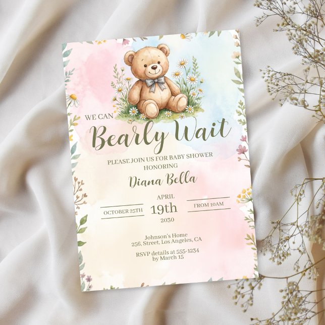Teddy Bear Bebisdopp Invitation Inbjudningar (Skapare uppladdad)