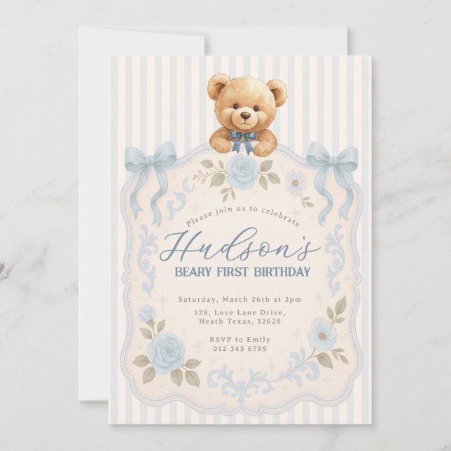Teddy Bear Birthday Invitation Inbjudningar (Framsida)