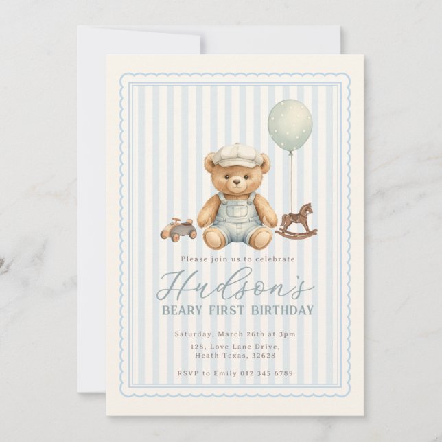 Teddy Bear Birthday Invitation Inbjudningar (Framsida)