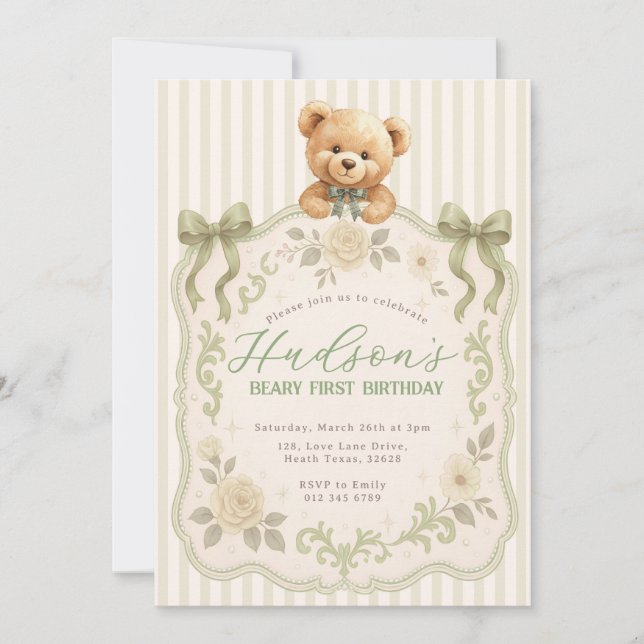Teddy Bear Birthday Invitation Inbjudningar (Framsida)