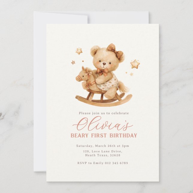 Teddy Bear Birthday Invitation Inbjudningar (Framsida)