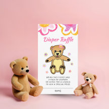 Teddy Bear Blommor Baby Shower Blöja Lotteri