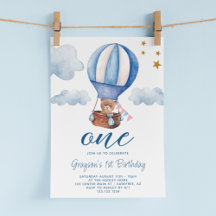 Teddy Bear Blue 1-års inbjudan