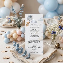 Teddy Bear Blue Balloons Blue Bow Clouds Baby Boy Meny