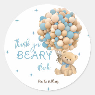 Teddy Bear Boho Baby Pojke Förlossning Tack Runt Klistermärke