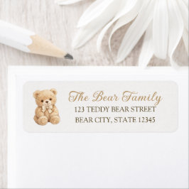 Teddy Bear Boho Baby Shower Returadress Etikett