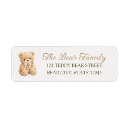 Teddy Bear Boho Baby Shower Returadress Etikett