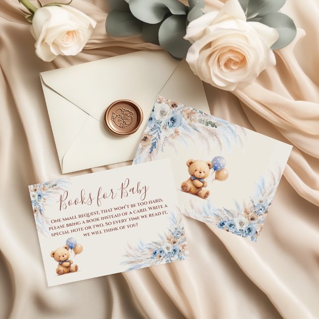 Teddy Bear Books for Baby Shower Enclosure Tilläggskort (Skapare uppladdad)