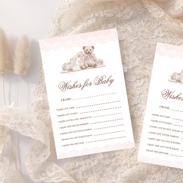 Teddy Bear Bow Wishes For Baby Advice Game Card (Skapare uppladdad)