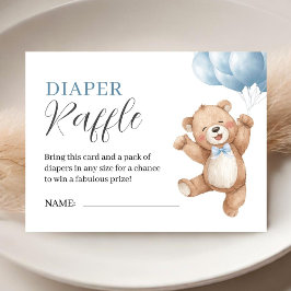 Teddy Bear Boy Baby Shower Diaper Raffle Tilläggskort