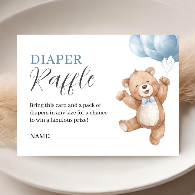 Teddy Bear Boy Baby Shower Diaper Raffle Tilläggskort (Skapare uppladdad)