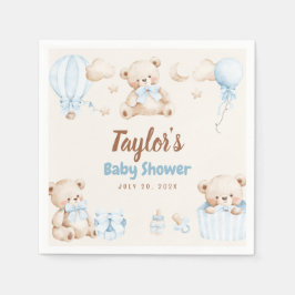 Teddy Bear Boy Baby Shower Paper Napkin Pappersservett