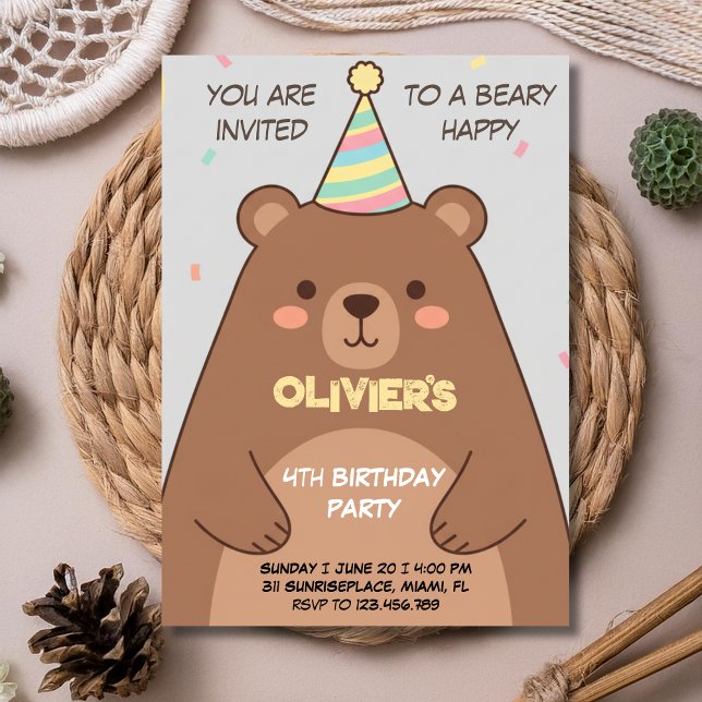 Teddy bear brown any age birthday invitation inbjudningar (Skapare uppladdad)