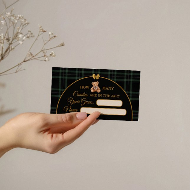 Teddy Bear Candy Guessing Game Ballot Card Green Tilläggskort (Skapare uppladdad)