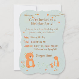 Teddy Bear Childish Birthday Invitation Card  Inbjudningar