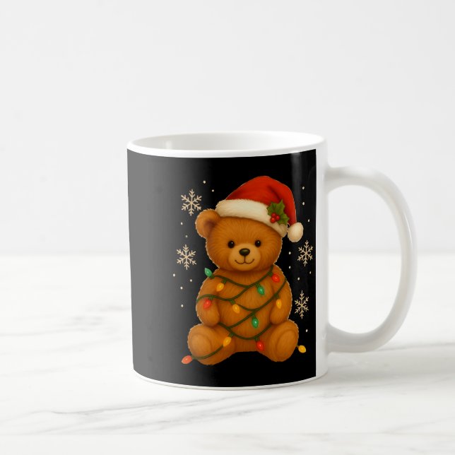 Teddy Bear Christmas Tree Lights Santa Hat For Bea Kaffemugg (Höger)
