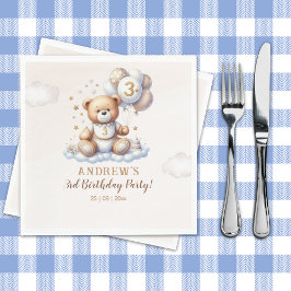 Teddy Bear Cloud – 3rd Birthday Party Decor Pappersservett