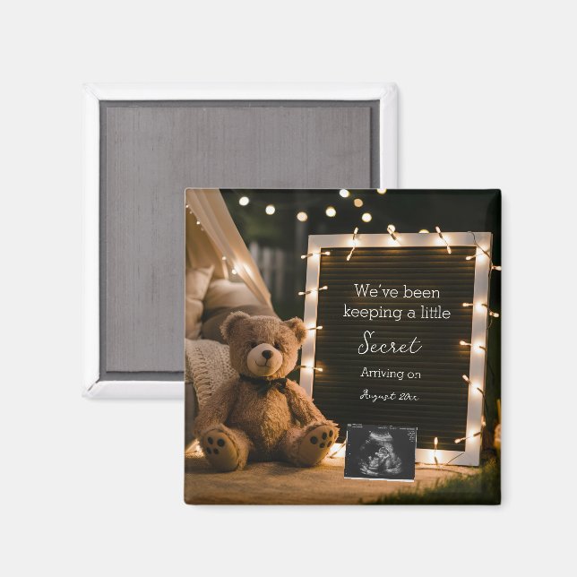 Teddy Bear Cozy Night Pregnancy Announcement gift Magnet (Front/Back)