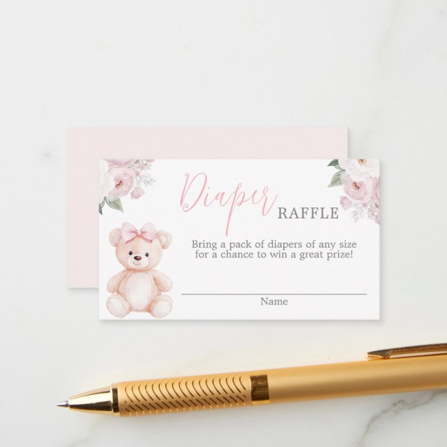 Teddy Bear Diaper Raffle Card Tilläggskort (Fram/Back In Situ)