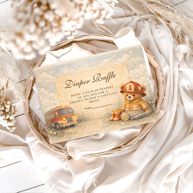 Teddy Bear Firefighter Diapper Raffle Tilläggskort (Skapare uppladdad)