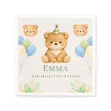 Teddy Bear First Birthday Paper Napkin