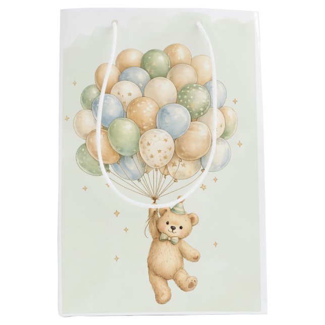 Teddy Bear First Birthday Party Favor Bags (Framsidan)