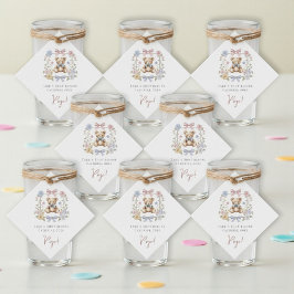 Teddy Bear Floral Wreath Baby Shower drinks Gåvor Etiketter
