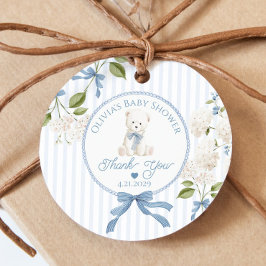 Teddy Bear French Nursery Baby shower Thank you Gåvor Etiketter