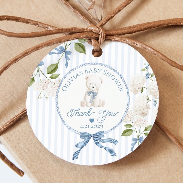 Teddy Bear French Nursery Baby shower Thank you Gåvor Etiketter (Skapare uppladdad)