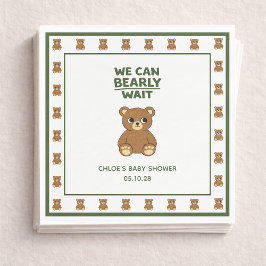 Teddy Bear Gender Neutral Minimalist Baby Shower Pappersservett