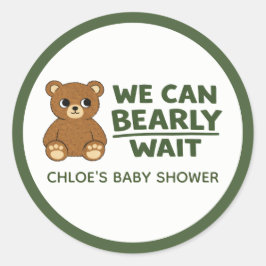 Teddy Bear Gender Neutral Minimalist Baby Shower Runt Klistermärke