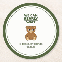 Teddy Bear Gender Neutral Minimalist Baby Shower Underlägg Papper Rund