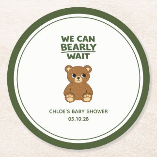 Teddy Bear Gender Neutral Minimalist Baby Shower Underlägg Papper Rund