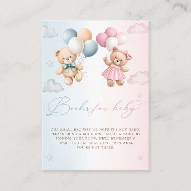 Teddy Bear Gender Reveal Book Request Tilläggskort (Framsida)