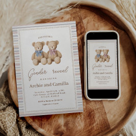 Teddy Bear Gender Reveal Inbjudningar