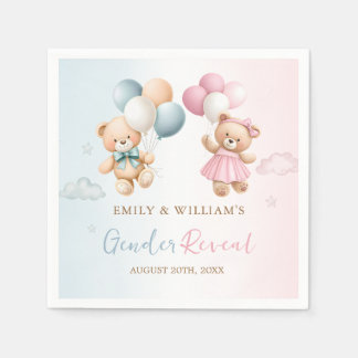 Teddy Bear Gender Reveal Napkins Pappersservett