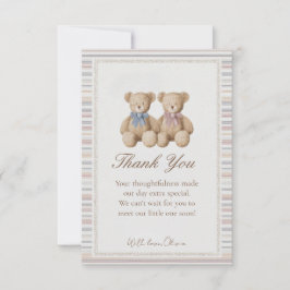 Teddy Bear Gender Reveal Thank You Card Tack Kort