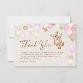 Teddy Bear Girl Baby Shower Tack Kort