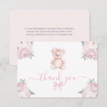 Teddy Bear Girl Thank You Card