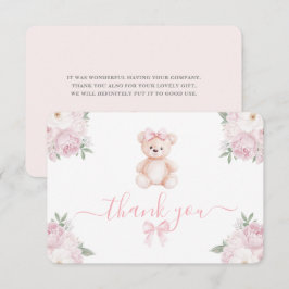 Teddy Bear Girl Thank You Card Tack Kort