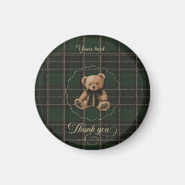 Teddy Bear Green Tartan Magnet