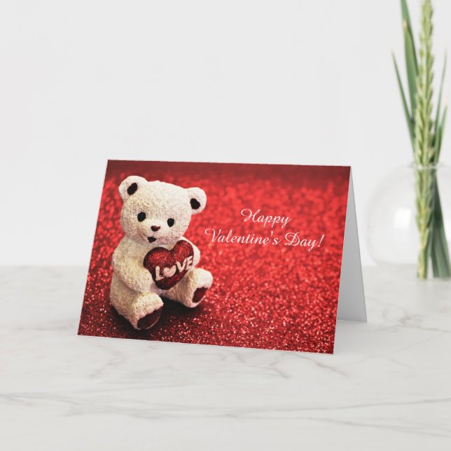 Teddy Bear Happy Valentine's Day Card Kort (Framsida)