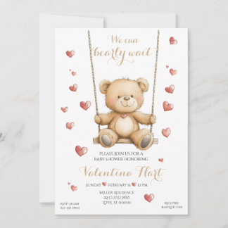 Teddy Bear Hearts Baby Shower Invitation Inbjudningar