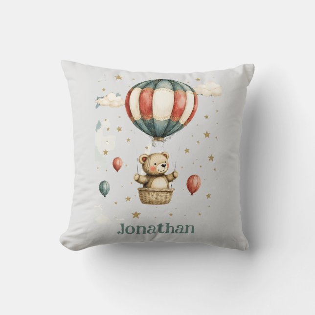 Teddy Bear Hot Air Balloon Cozy Kudde (Framsida)