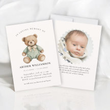 Teddy Bear "In Loving Memory" Child Memorial Card