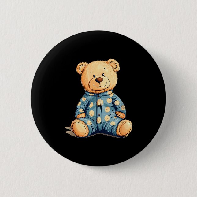 Teddy Bear In Pajama Costume For Bedtime Smiles  Knapp (Framsida)