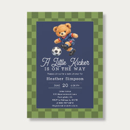 Teddy Bear Little Kicker Soccer Baby Shower Inbjudningar